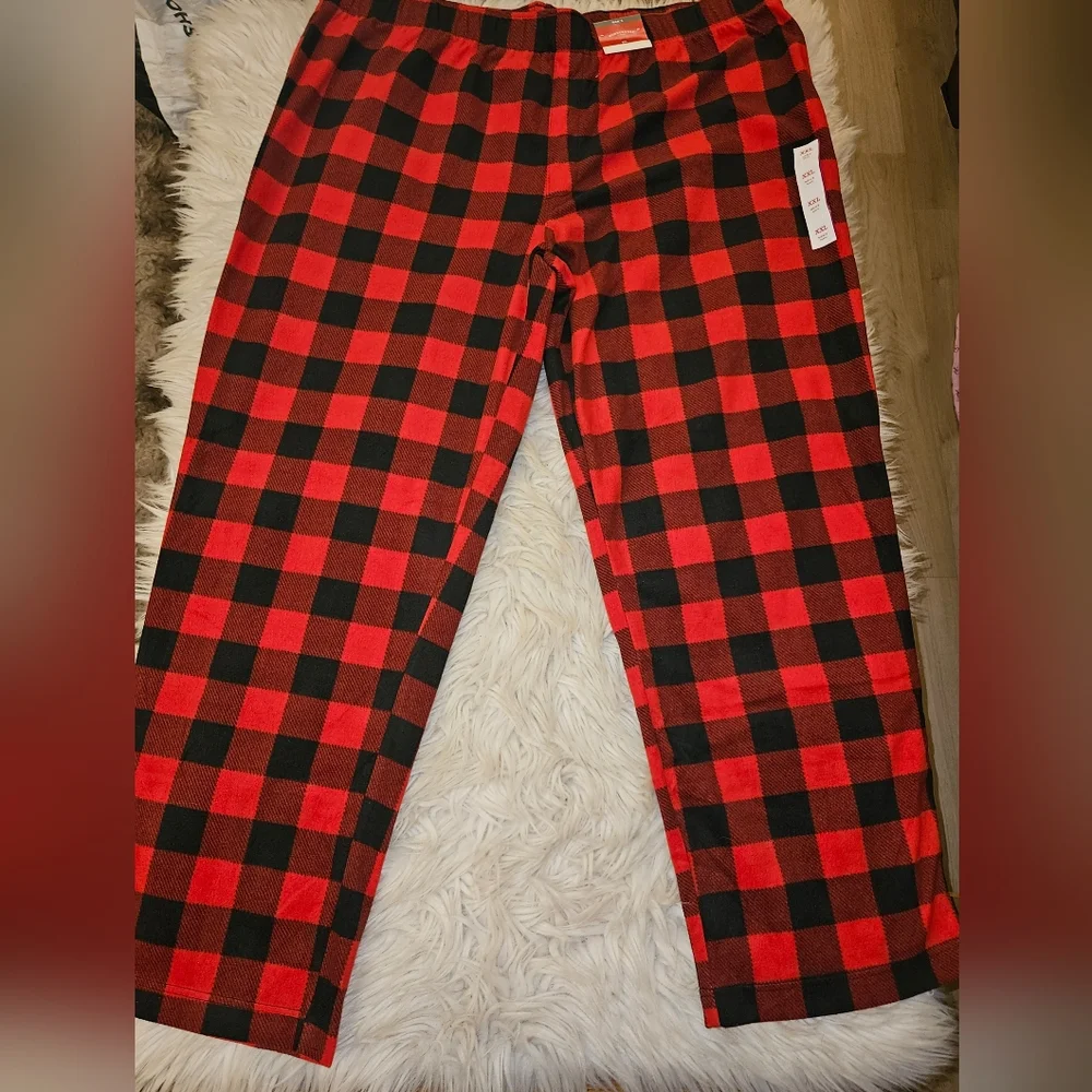 Wondershop Men’s Buffalo Plaid Fleece Pajama Pants – Red/Black – XXL – NWT